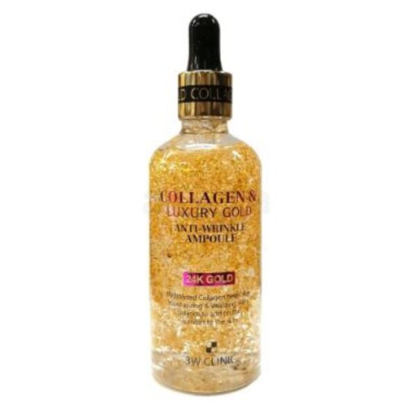 3W Clinic Collagen & Luxury 24K Gold Anti-Wrinkle Ampoule – 55ml - Image 2