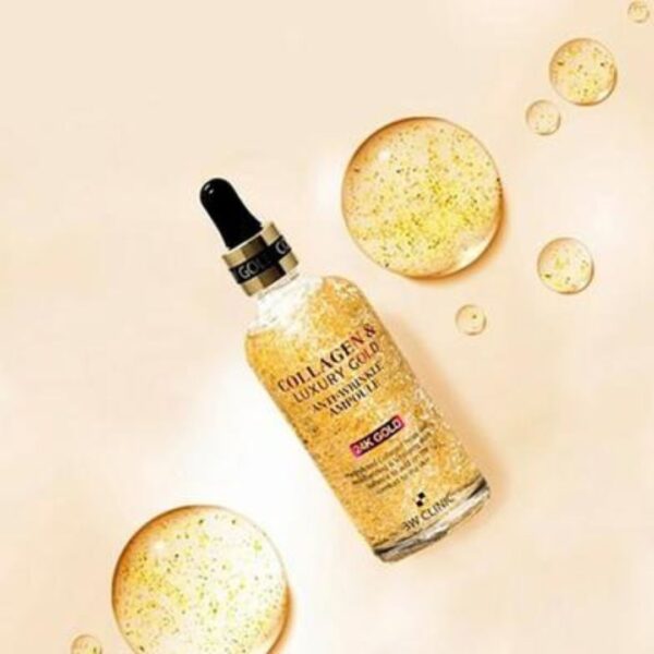 3W Clinic Collagen & Luxury 24K Gold Anti-Wrinkle Ampoule – 55ml - Image 4