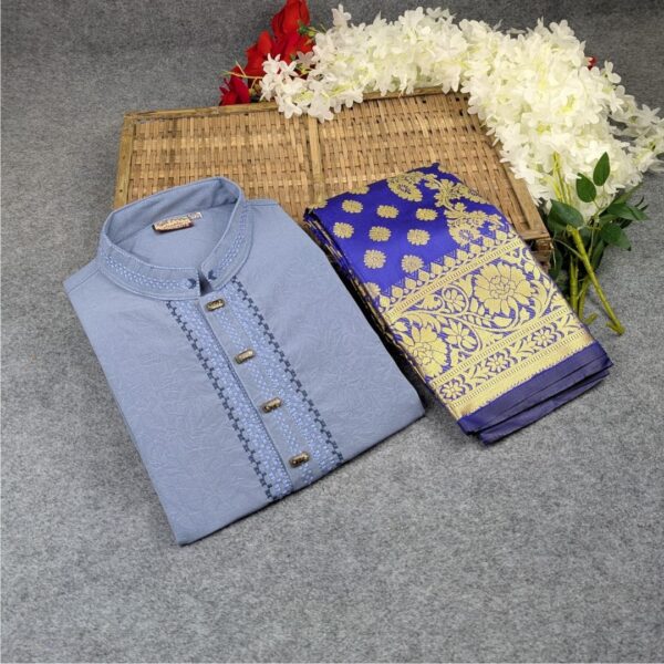 Premium Couple Set (Panjabi, Katan Saree) - Image 4