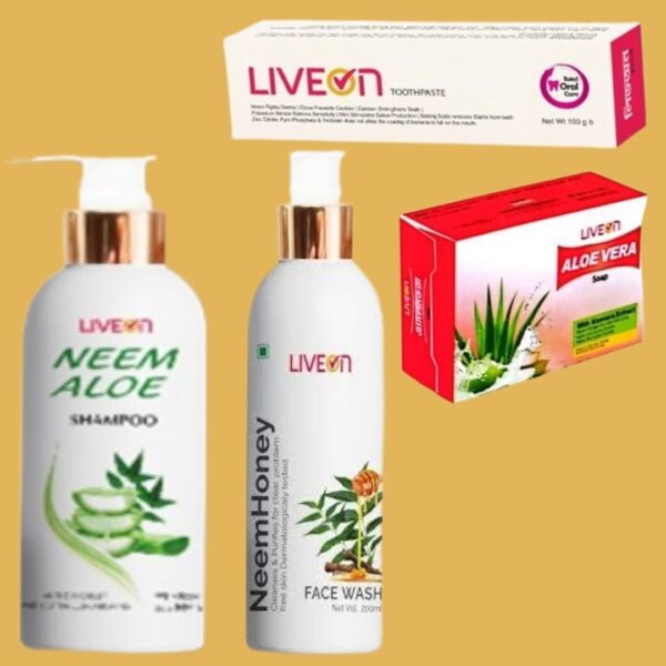 Facewash, Soap, Shampoo & Toothpaste (Liveon)