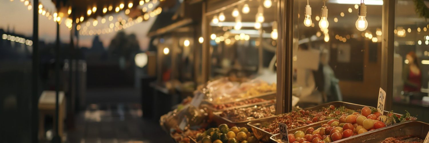 close up street market, dusk, night, realistic landscape background, Cinematic style, Porta 400, --chaos 14 --ar 3:2 --style raw --stylize 50 Job ID: 9639eaf2-8702-4bd2-86e1-812fb51a235b